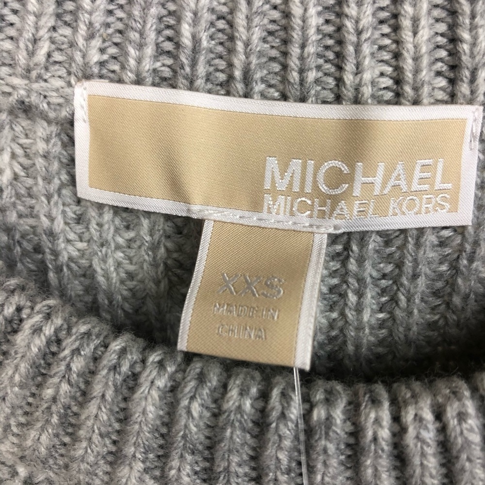 Michael Kors Ruffled Ribbed Sweater Dress Gray XXS - Picture 5 of 11